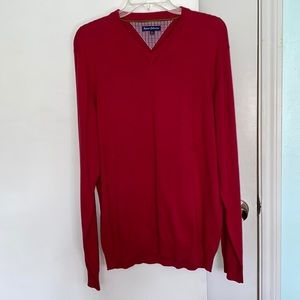 Report Collection men’s red v-neck pullover long sleeve sweater size L
